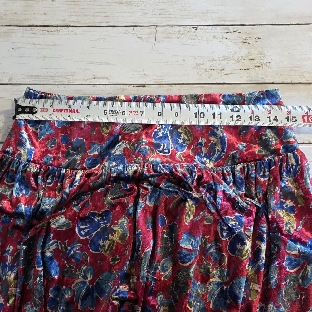 Natural Life Lisa Velvet Maxi Skirt Women Red Floral Large Boho Feminine - Picture 5 of 9